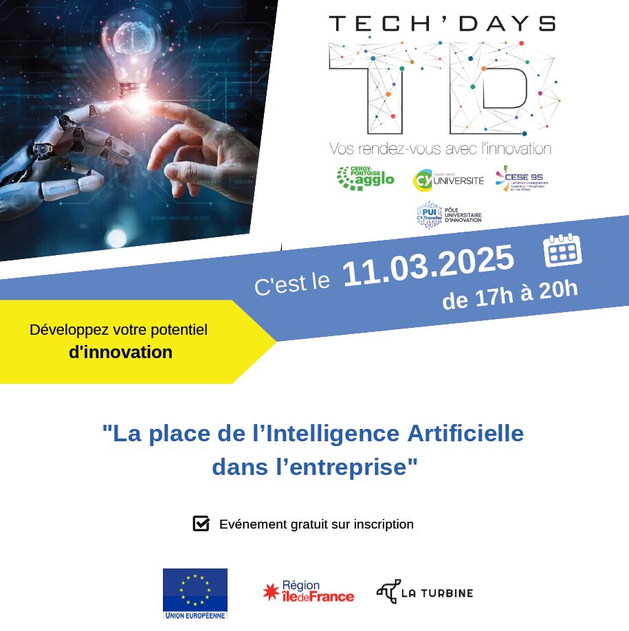  INVITATION Tech'Days | La place de l'IA dans l'entreprise - Mardi 11 mars 2025 de 17h à 20h à La Turbine 